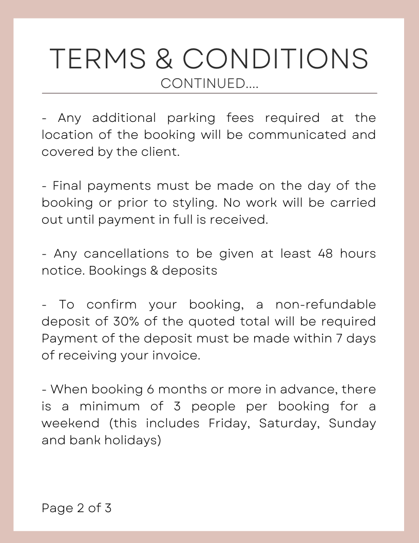 GIA Makeup Artist & Trainer | Terms and conditions continued